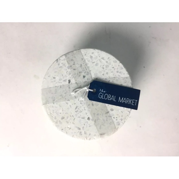 New The Global Market White Marble Coasters Round Set of 4 Size 4” - Picture 4 of 7